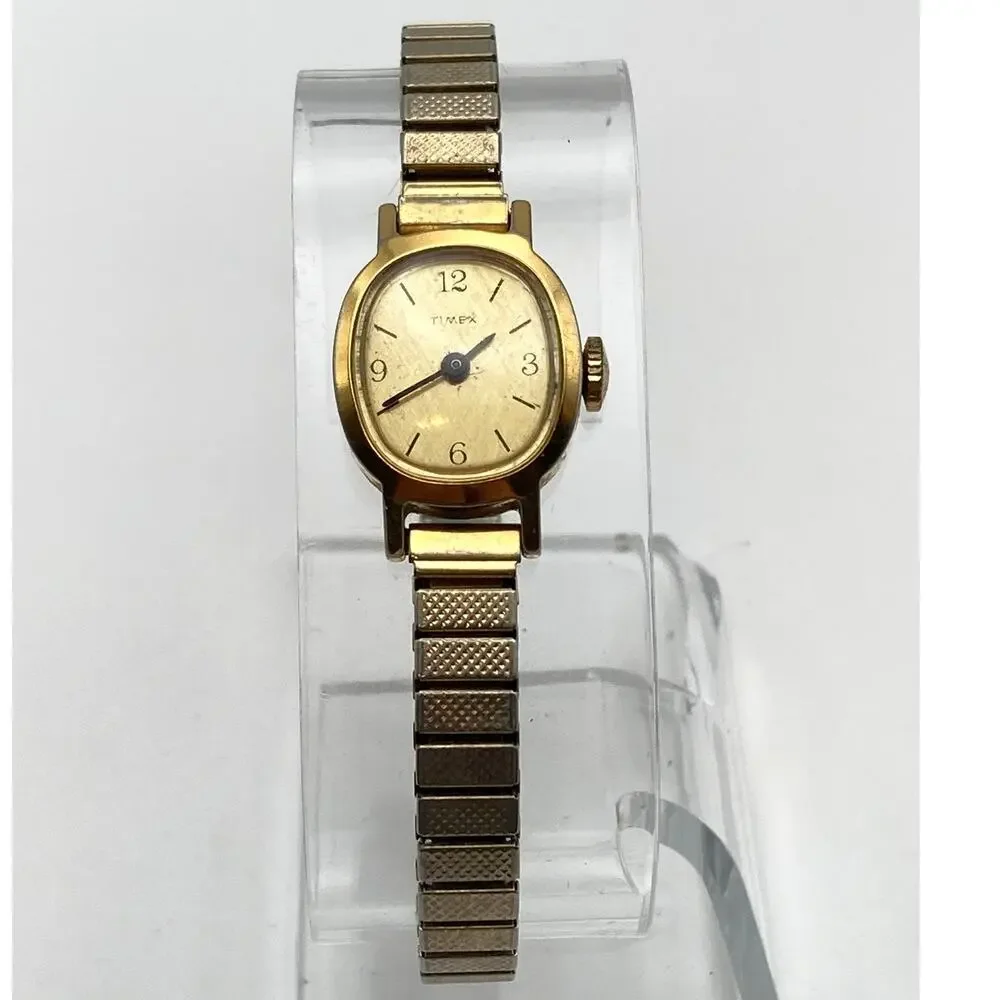 VTG Timex Mechanical Wind Up Dainty Oval Women's Watch 18mm Expandable Band